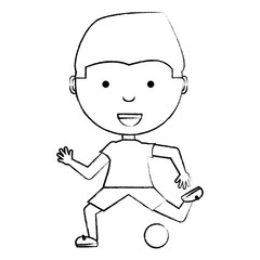 Obraz premium sketch of cartoon boy playing with a ball over white background, vector illustration