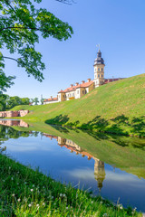 Fototapeta na wymiar Nesvizh Castle in Belarus. Spring-2018
