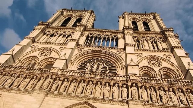 Notre Dame, Paris, evening, low angle