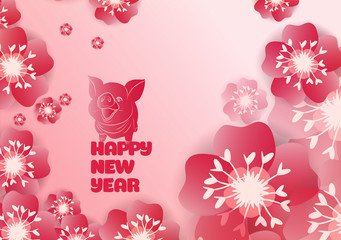 Chinese new year's 2019 decoration for blossom spring festival