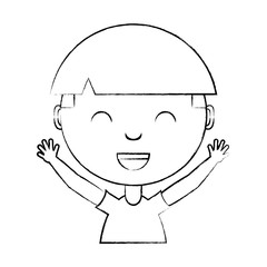 Obraz na płótnie Canvas sketch of cute boy smiling over white background, vector illustration