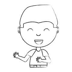 sketch of cute boy smiling  over white background, vector illustration