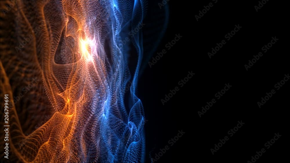 Aufkleber abstract loopable blue and gold cg motion waving dots texture with glowing defocused particles. cybe