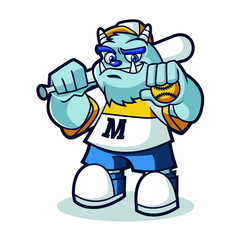 Monster Softball Mascot Design Vector