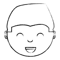 cartoon boy face icon over white background, vector illustration