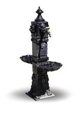 Obraz premium Pulpulak covered with black paint. Copper water tap. Isolated image on a white background.