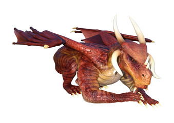 3D Rendering Fantasy Dragon on White