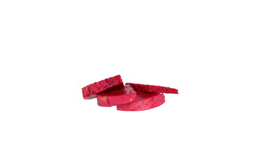 Dragon fruit quarter slices red