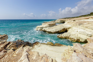 View of a rocky coast in the morning