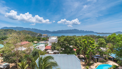 View of Coron town and famous Coron island  Philippines, Palawan Busuanga. Travel concept.
