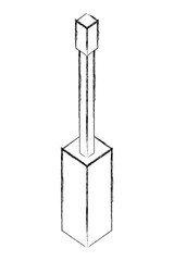 screwdriver tool support repair isometric vector illustration sketch