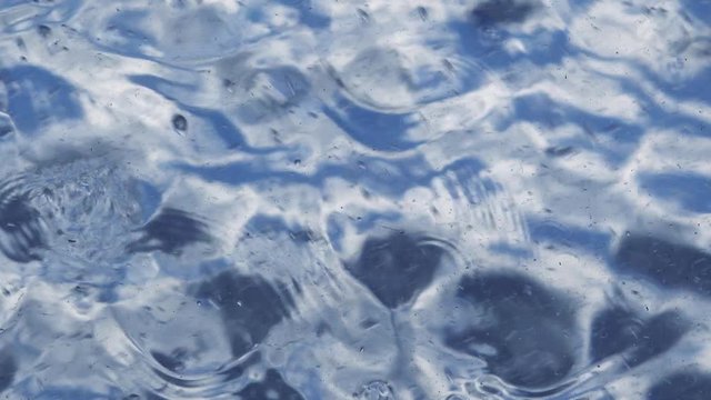 Water drops and fluid motion, splashing blue water as abstract background