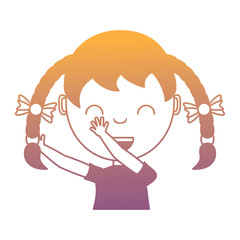 Cartoon happy girl with braids over white background, colorful design. vector illustration