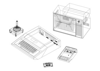 Retro Game Console Architect blueprint - isolated
