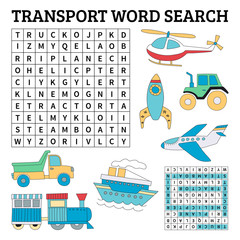 Transport word search game for kids - 206801638