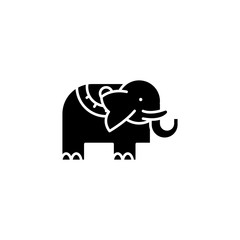 Fototapeta premium Elephant black icon concept. Elephant flat vector symbol, sign, illustration.