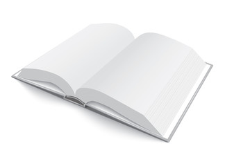 open thick white book with hard cover isolated on white background mock up 