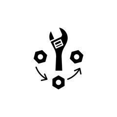 Engineering stages black icon concept. Engineering stages flat  vector symbol, sign, illustration.