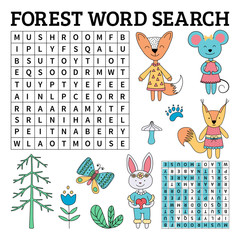 Forest word search game for kids in vector - 206801859