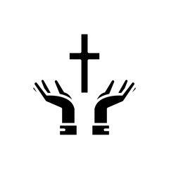 Faith in god black icon concept. Faith in god flat  vector symbol, sign, illustration.