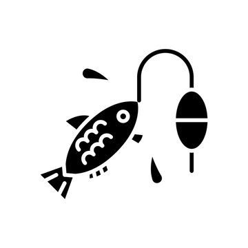 Fishing black icon concept. Fishing flat  vector symbol, sign, illustration.