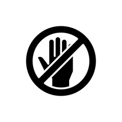 Forbidden to touch black icon concept. Forbidden to touch flat  vector symbol, sign, illustration.