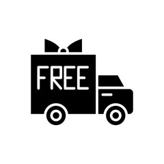 Free shipping black icon concept. Free shipping flat  vector symbol, sign, illustration.