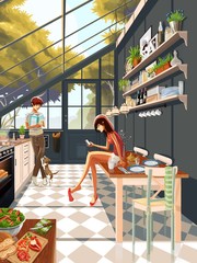 Afternoon relax in the kitchen