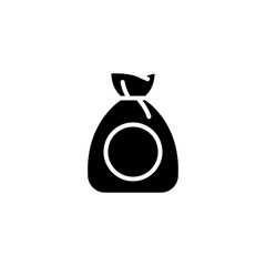 Garbage bag black icon concept. Garbage bag flat  vector symbol, sign, illustration.