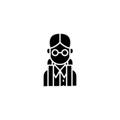 Girl student black icon concept. Girl student flat  vector symbol, sign, illustration.