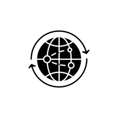 Global business black icon concept. Global business flat  vector symbol, sign, illustration.