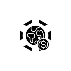 Global strategies black icon concept. Global strategies flat  vector symbol, sign, illustration.