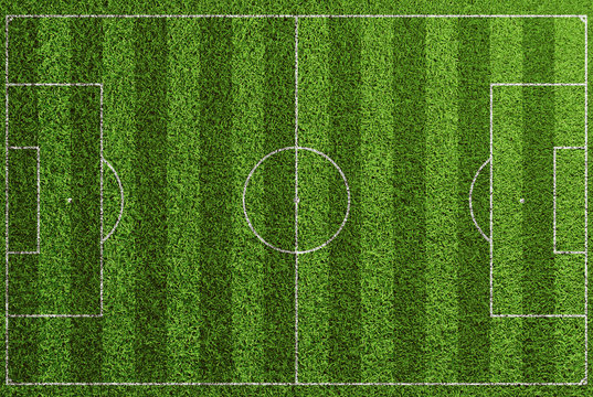 Rasen Fußball Spielfeld von oben mit Linien