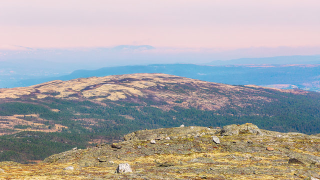 Mountains over the valley Innerdalen, rennebu district, Norway 