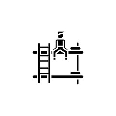 Hostel black icon concept. Hostel flat  vector symbol, sign, illustration.