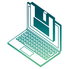 laptop floppy backup information isometric vector illustration