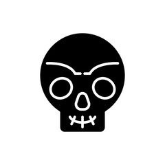 Human skull black icon concept. Human skull flat  vector symbol, sign, illustration.