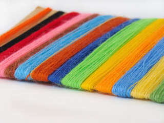 Set of multi-colored woolen threads for embroidery