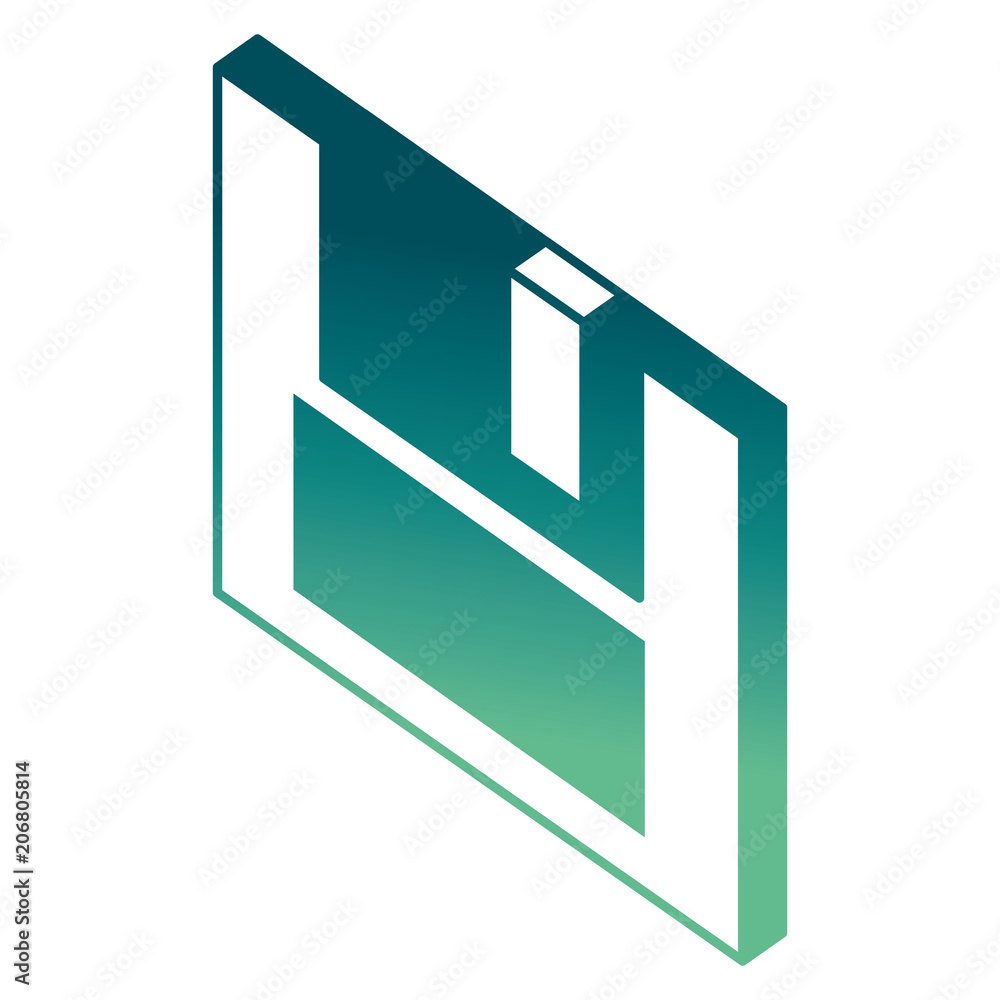 Poster floppy backup memory security isometric vector illustration