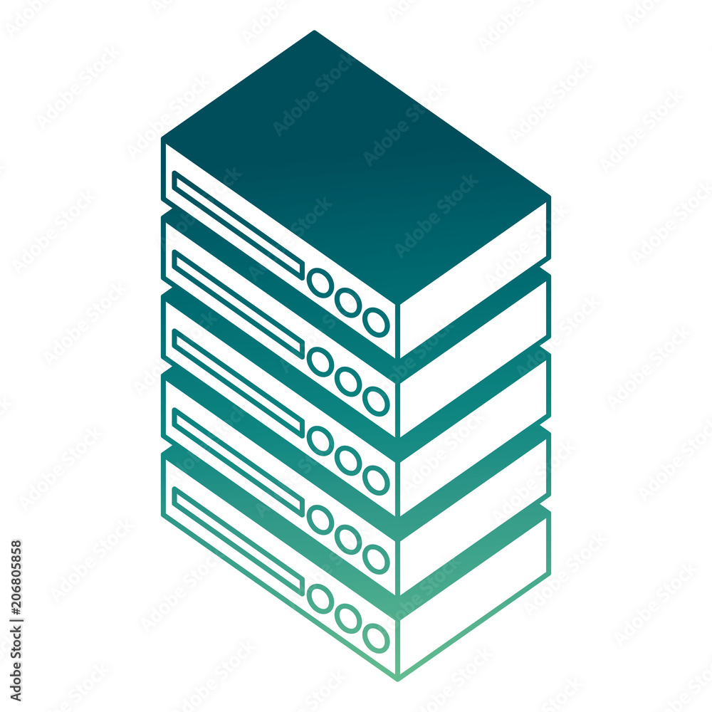 Poster database center server digital technology isometric vector illustration