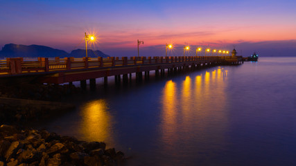 Twilight befor sunrise at Prachuap bay, Armphoe Mueang, Prachuapkhirikhan, Thailand.