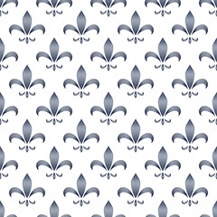 Black blue and white abstract royal lily ornament seamless pattern, vector © natalyon
