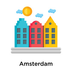 Fototapeta premium Amsterdam icon vector sign and symbol isolated on white background