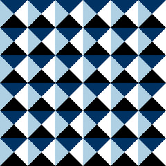 Fototapeta na wymiar Black blue and white abstract simple shapes geometric seamless pattern, vector