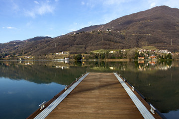 Wooden pier or jetty,Lombardy