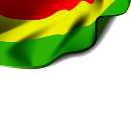 Waving flag of Bolivia close-up with shadow on white background. illustration with copy space