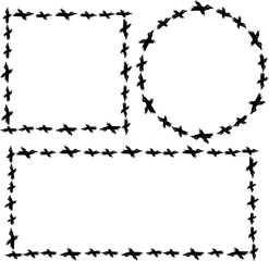 Set of frames with crows. Round and squares for cards, illustrations, design