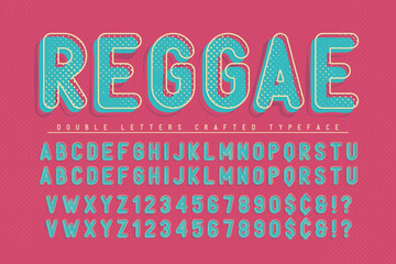 Reggae condensed display font popart design, alphabet, letters - obrazy, fototapety, plakaty