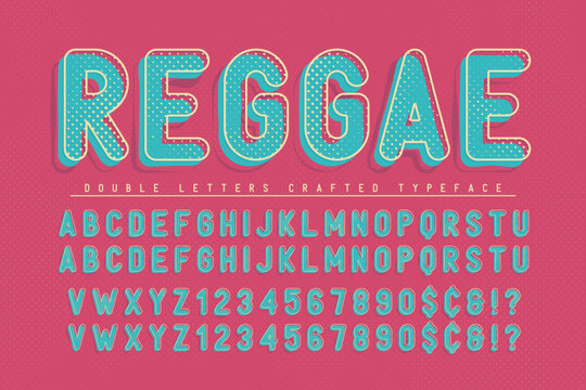 Fototapeta Reggae zagęszczony wyświetlacz czcionki popart projekt, alfabet, litery