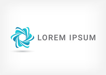 blue hexagon star vector logo design template, unity icon, weave negative space, community symbol, vector illustration